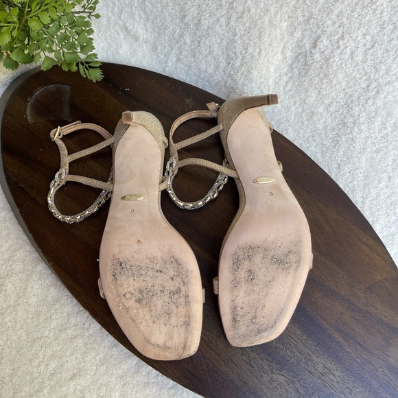 Badgley Mischka Crystal embellished heel ankle strap sandal size 8 - Picture 7 of 10